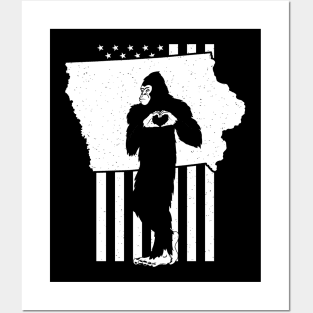 Iowa Bigfoot American Flag Posters and Art